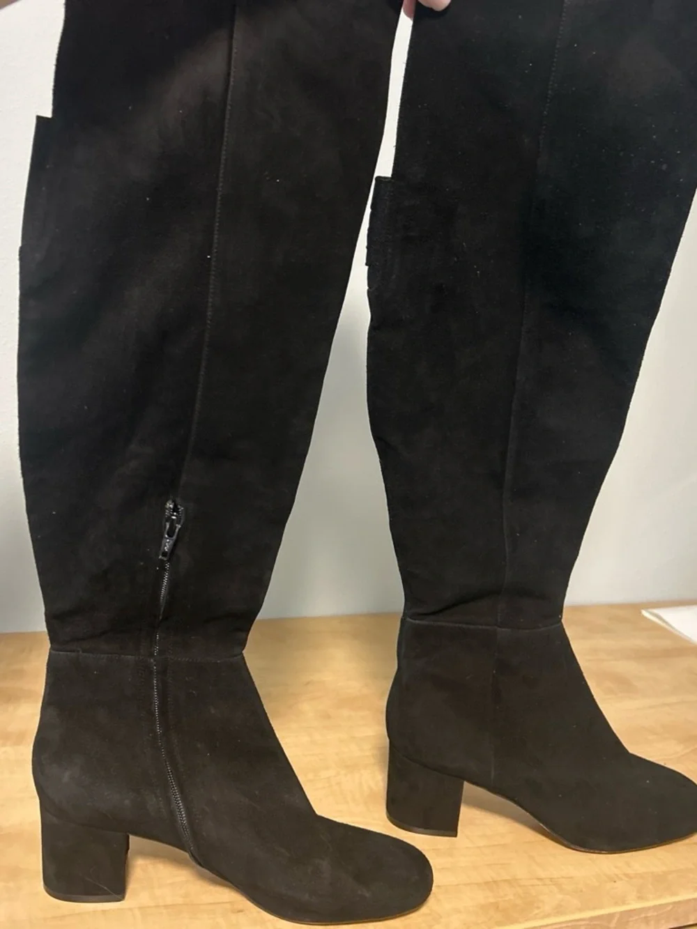 Halogen Black Over-the-Knee Suede Block Heel Boots
